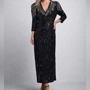 Vintage Silk Beaded Evening Dress